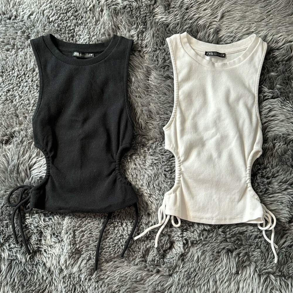 (2) zara cut out tank tops